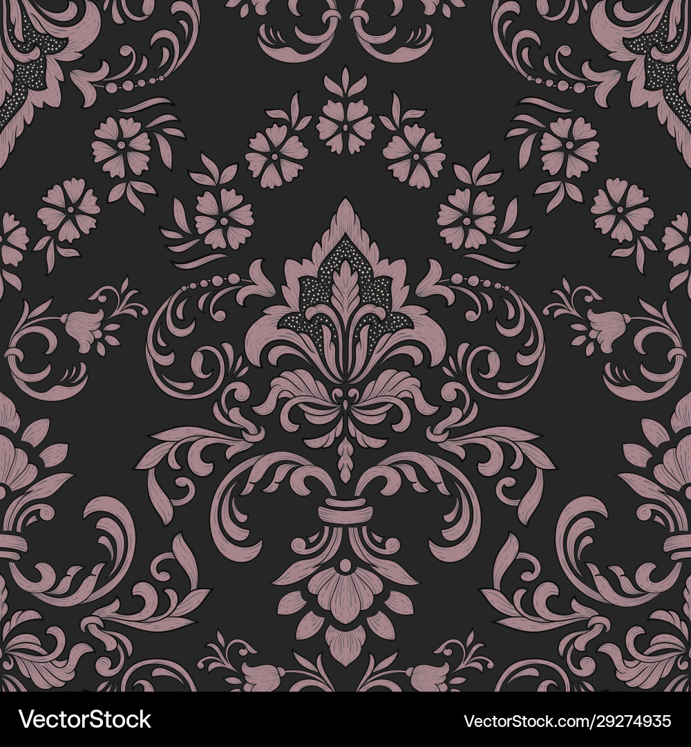 Damask seamless pattern element classical Damask seamless pattern element classical vector image