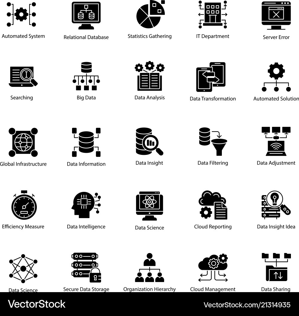 Data Science Icon Set - Insights & Analytics vector image