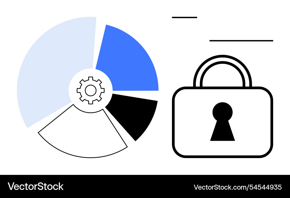 Data security concept with pie chart and lock icon vector image
