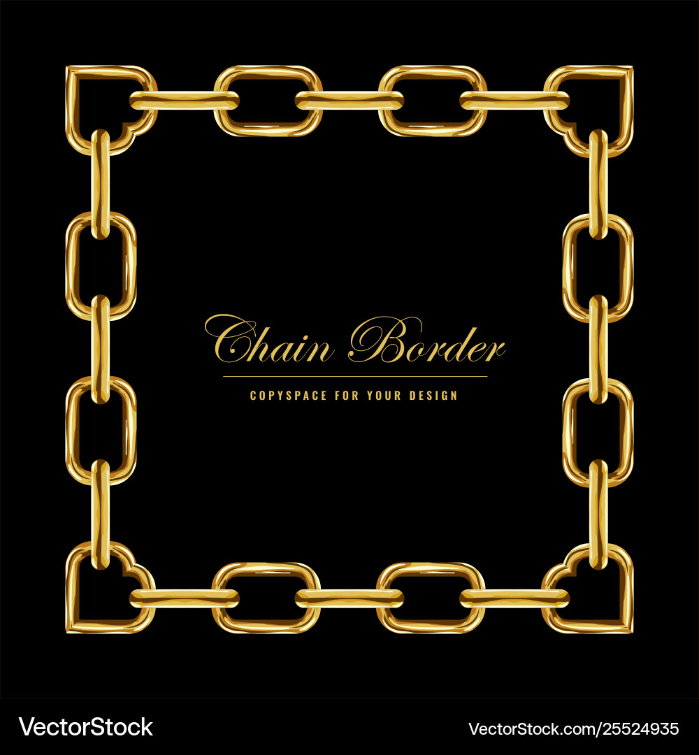 Golden chain square border frame rectangle vector image