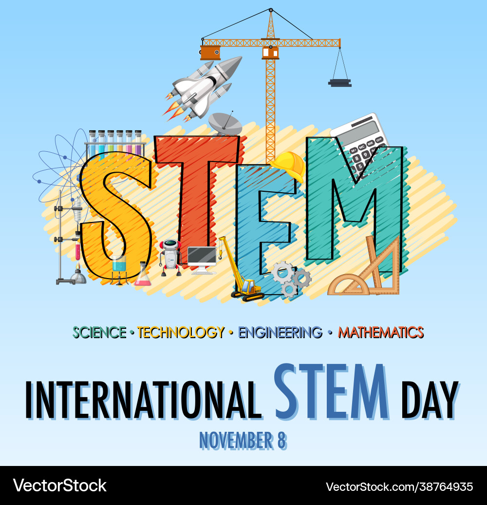 International stem day on november 8th banner vector image