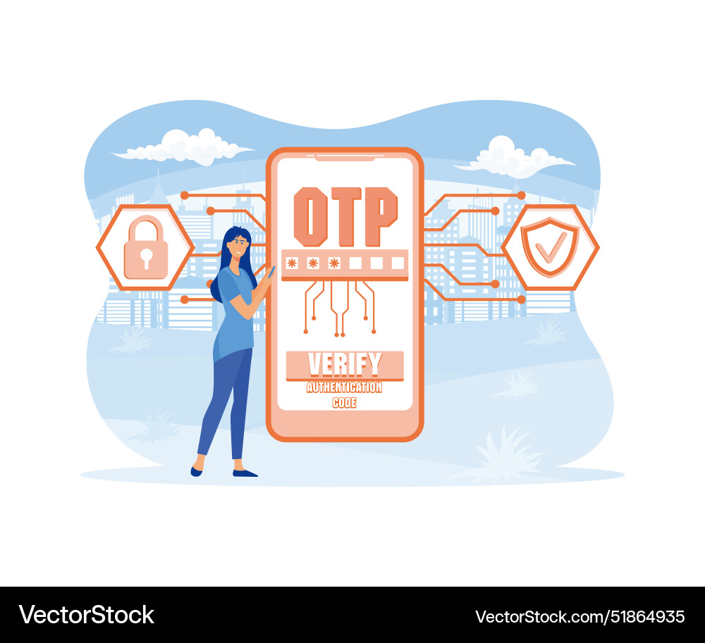 Otp one-time password for secure transaction vector image