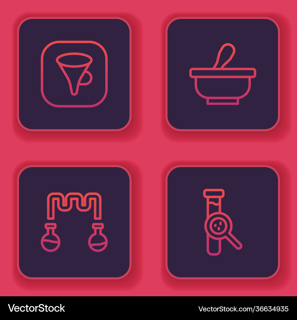 Set line funnel or filter test tube and flask Vector Image
