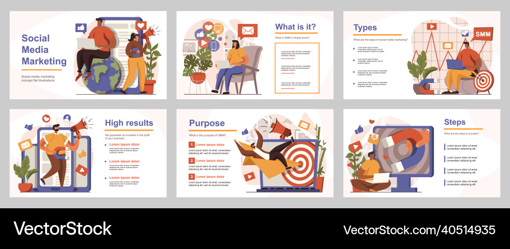 Social media marketing concept for presentation Social media marketing concept for presentation vector image