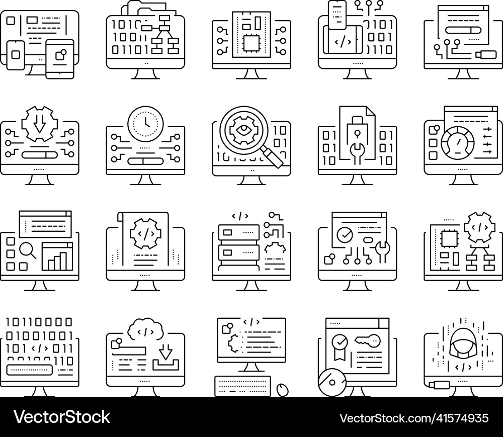 Software program development icons set Software program development icons set vector image