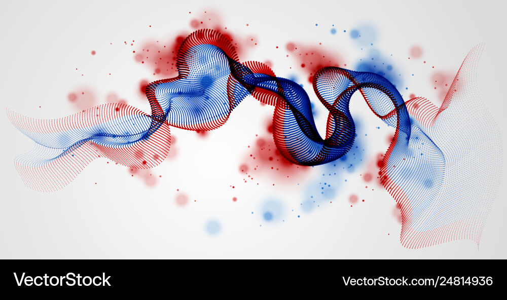 3d particles mesh array sound wave flowing round 3d particles mesh array sound wave flowing round vector image