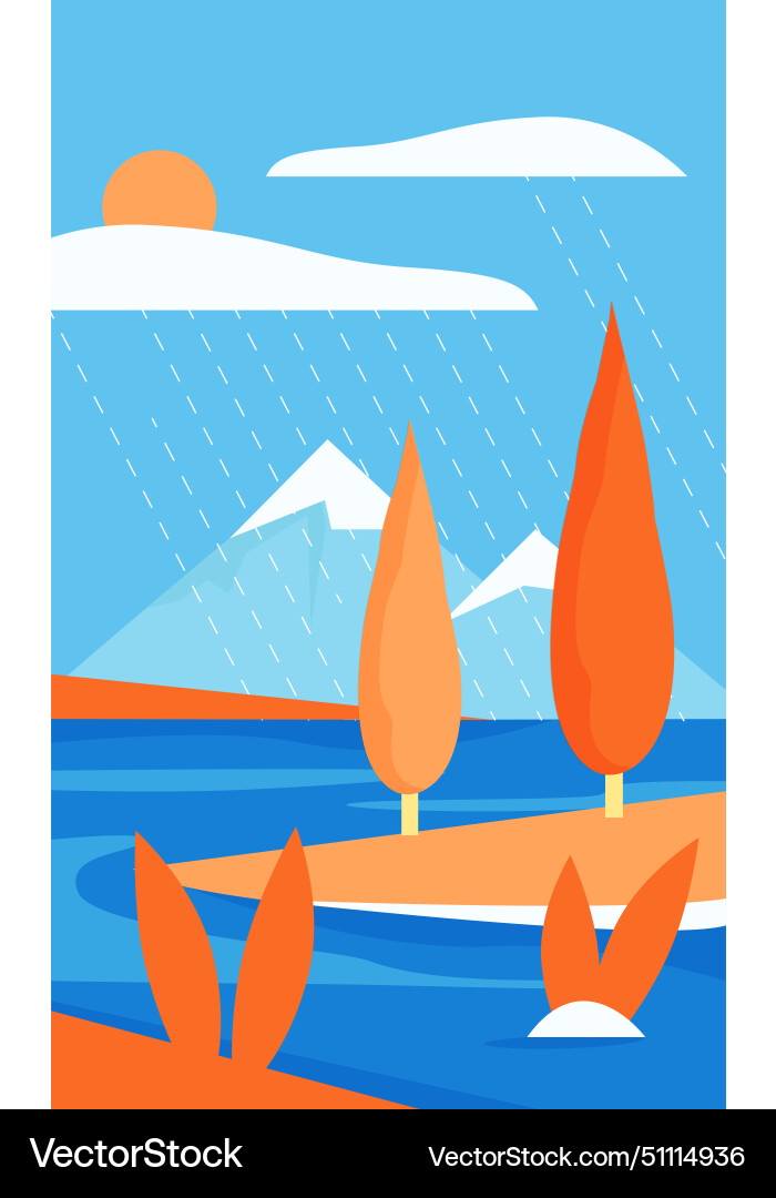 Abstrakte minimalistische Flusslandschaft im Herbst Abstrakte minimalistische Flusslandschaft im Herbst vektorbild