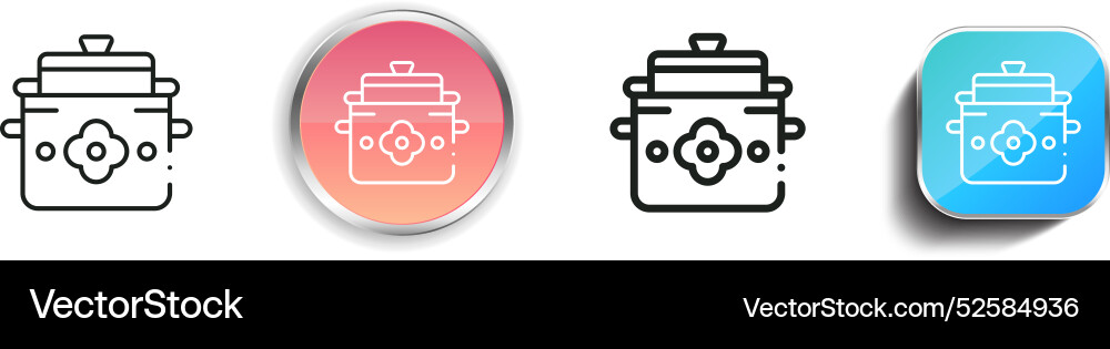 Casserole icon thin linear regular and button Casserole icon thin linear regular and button vector image