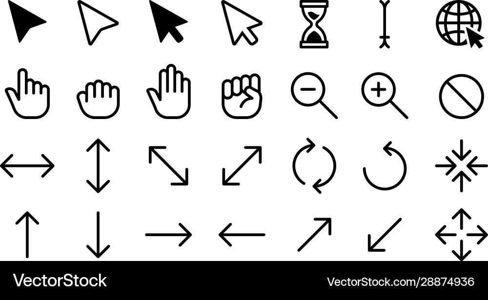 Cursor icons web internet scale arrow clicking Cursor icons web internet scale arrow clicking vector image
