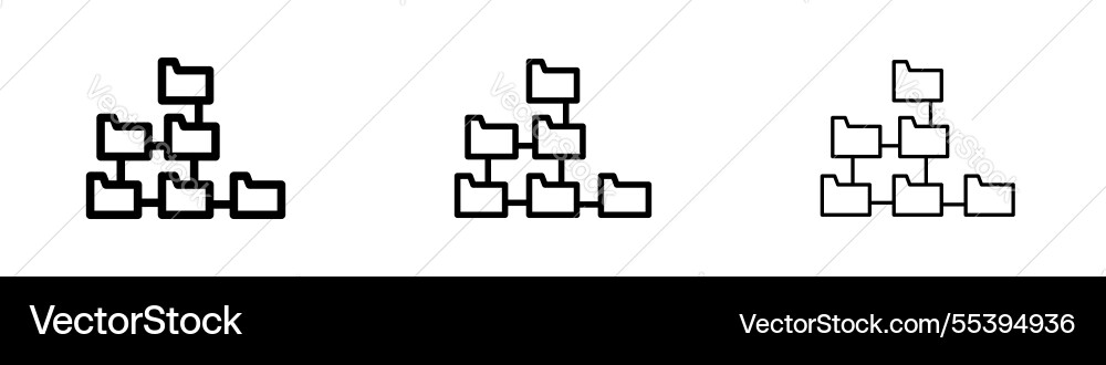 Folder tree icons in three different stroke lines vector image