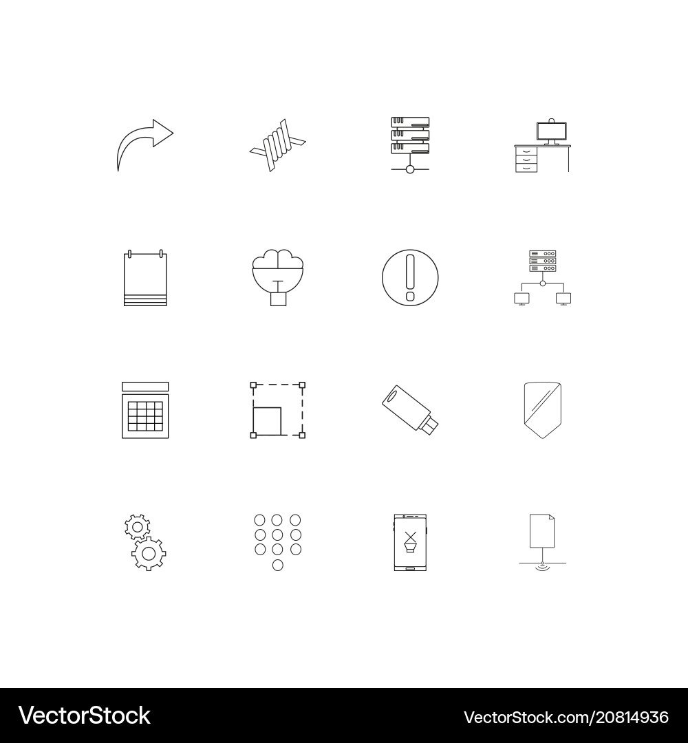 Internet technologies linear thin icons set Internet technologies linear thin icons set Vector Image