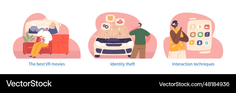 Isolated elements with characters interact Vector Image