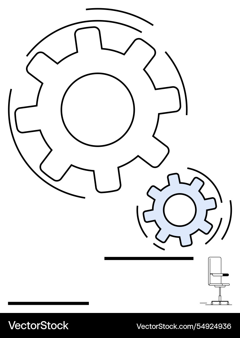 Large and small gears rotating with a minimalist Large and small gears rotating with a minimalist vector image