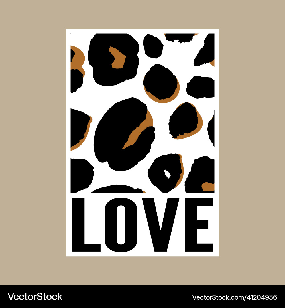 Liebe Leopard Drucken Tee Vektorbild