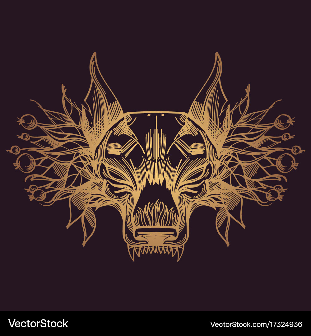 Muzzle of a wolf is an for creating sketches Vector Image