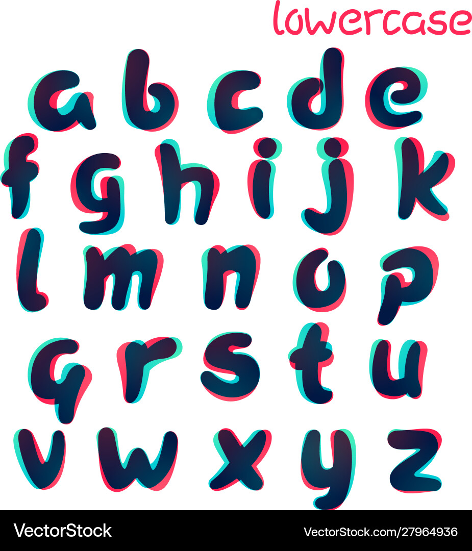 Overlapping gradient lowercase alphabet Overlapping gradient lowercase alphabet Vector Image