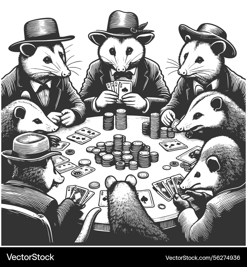 Possums spielen Poker im Freien Possums spielen Poker im Freien vektorbild