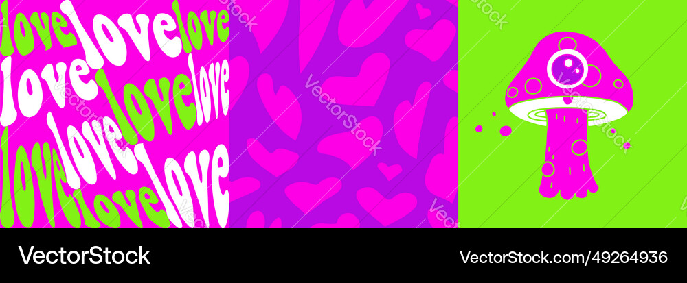 Psychedelic cards set with trippy patterns Vector Image