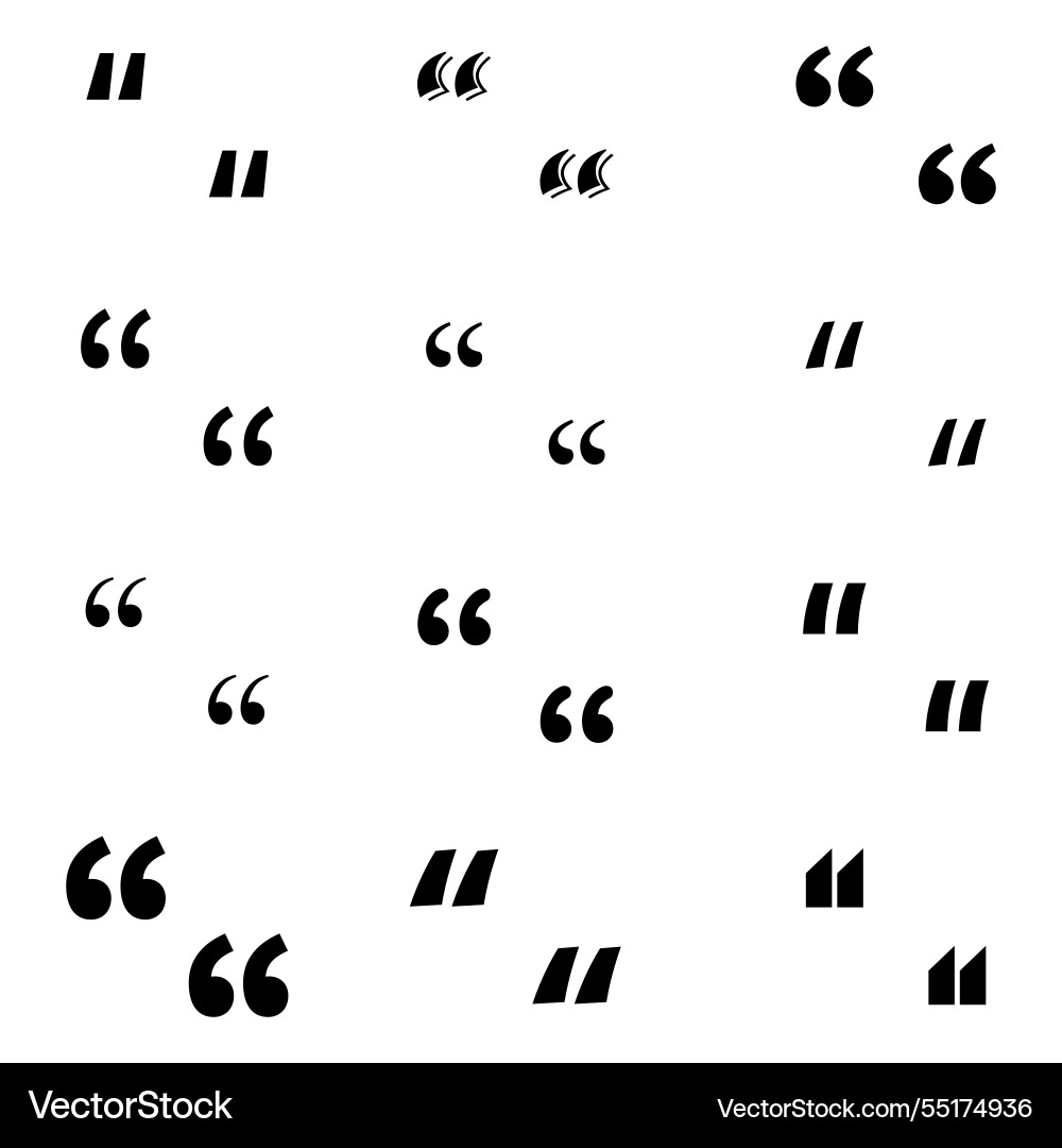 Quotation marks set abstract icons black symbol Quotation marks set abstract icons black symbol vector image