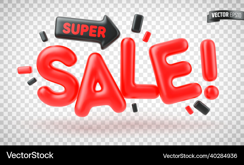 Realistic super sale text Royalty Free Vector Image