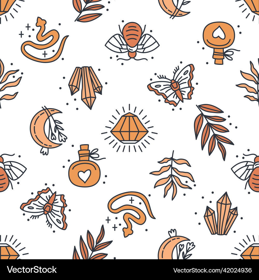 Seamless pattern with mystical boho elements Seamless pattern with mystical boho elements vector image