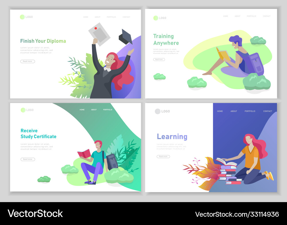 Set web page design templates with relaxed Set web page design templates with relaxed Vector Image