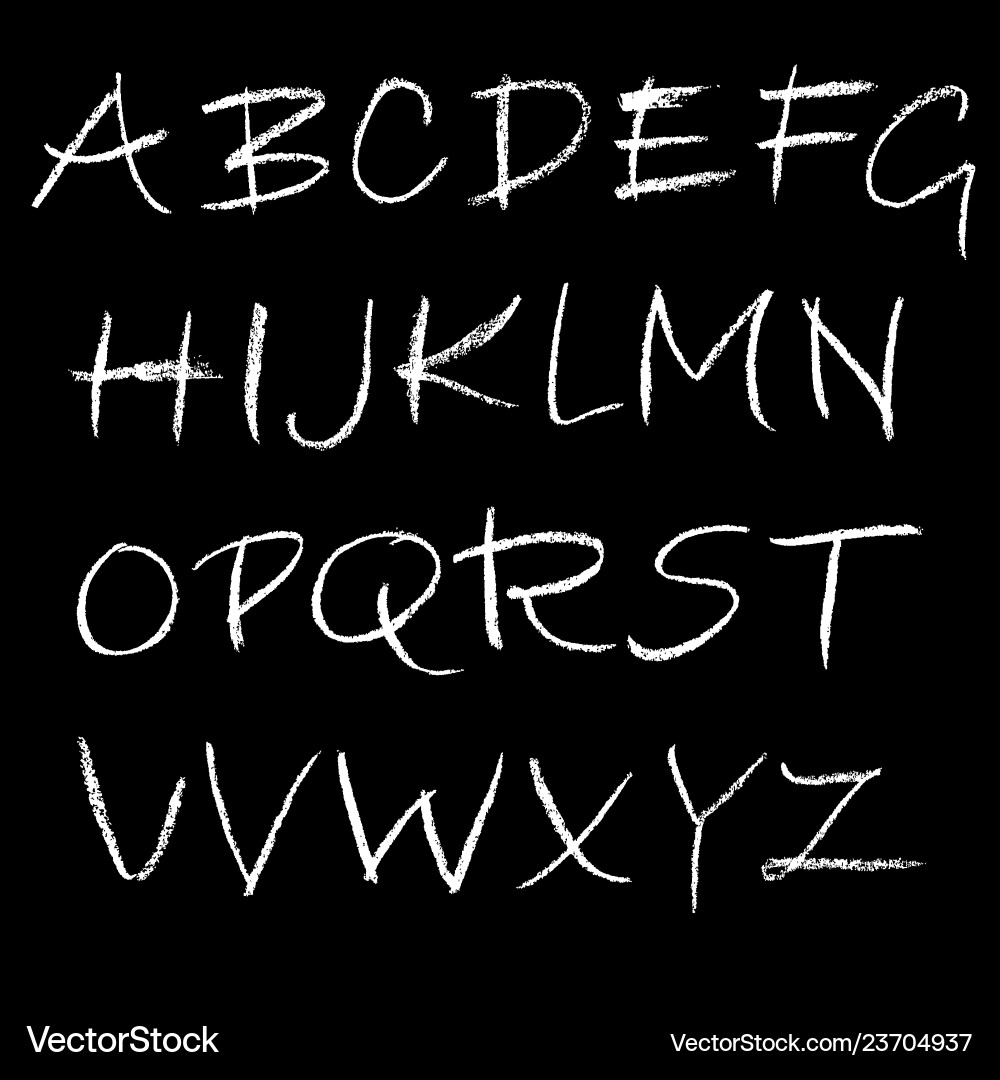 Chalk textured font grunge script on chalkboard vector image