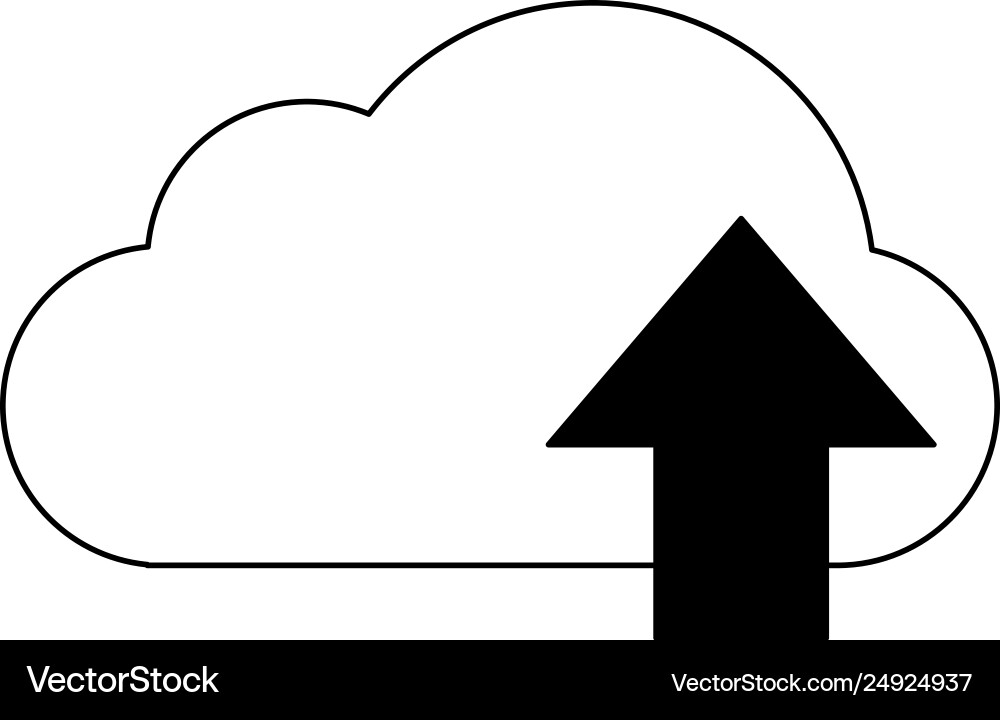 Cloud computing upload symbol black and white vector image