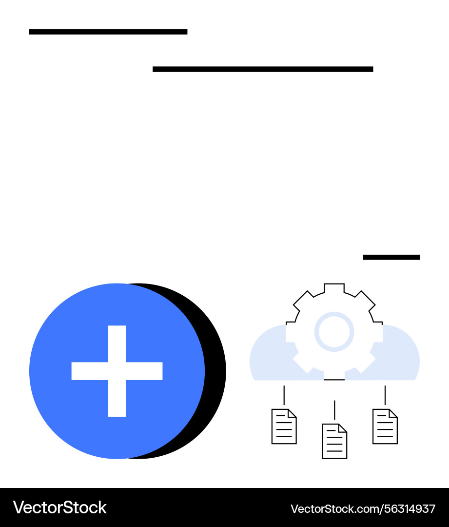 Cloud Data Integration - Gears & Plus Vector Image