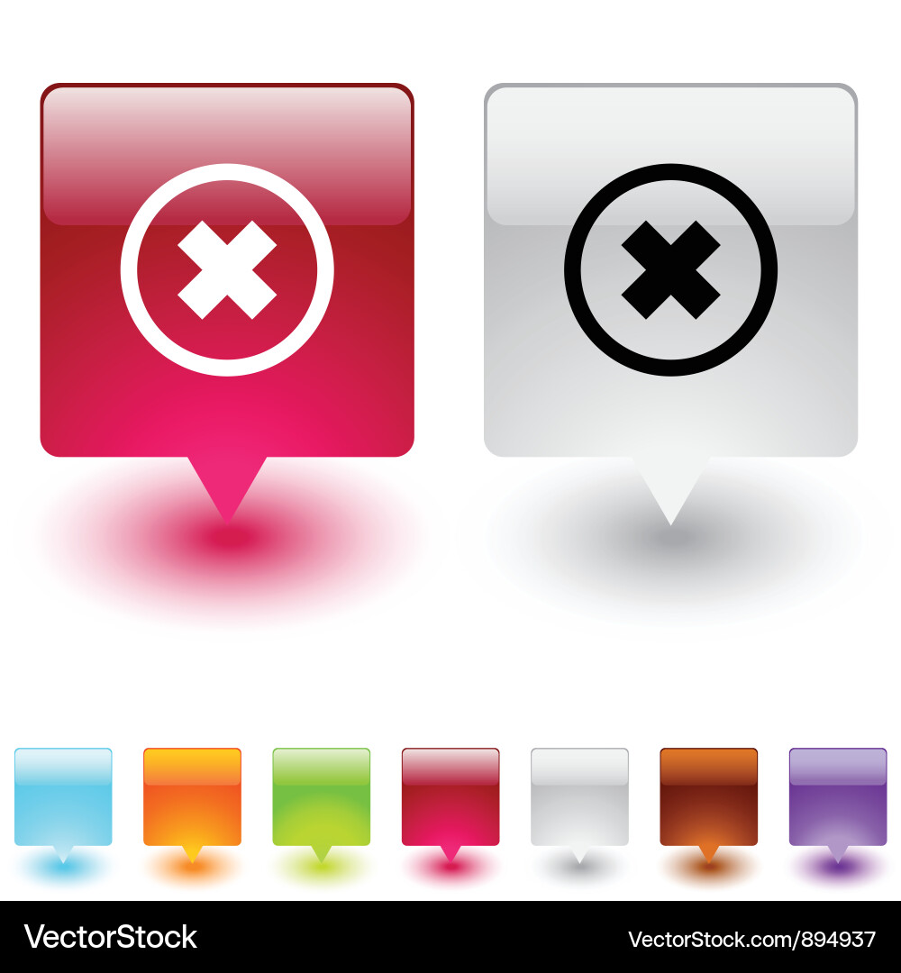 Delete cross square button vector image