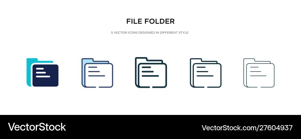File folder icon in different style two colored vector image