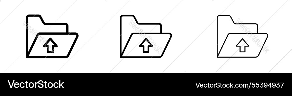 Folder upload icons in three different stroke vector image