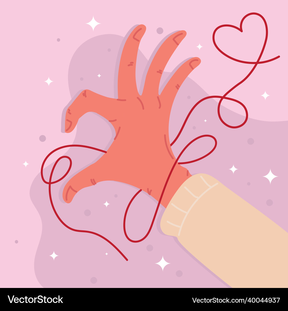 Hand with red string vector image