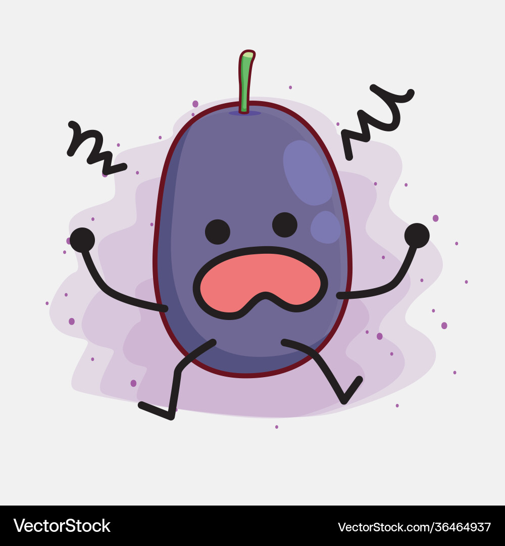 Java plum fruit cute character with simple face vector image