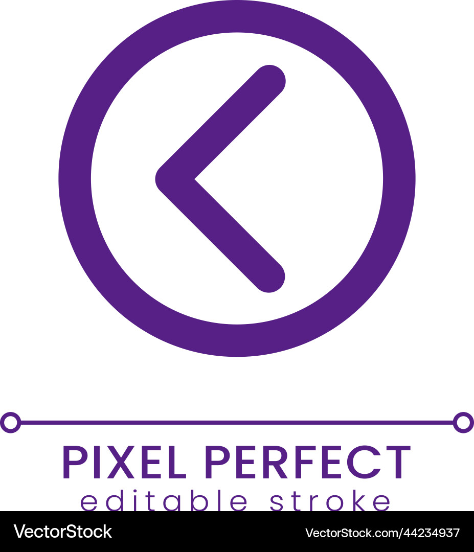 Left direction arrow pixel perfect rgb color ui vector image