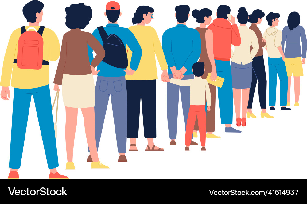 People standing in line worker queue crowd People standing in line worker queue crowd vector image