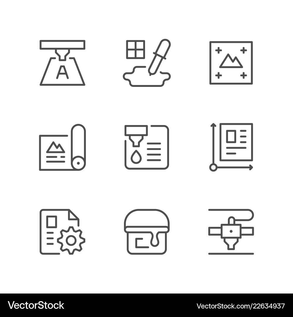 Print Icons - Line Art Set vector image