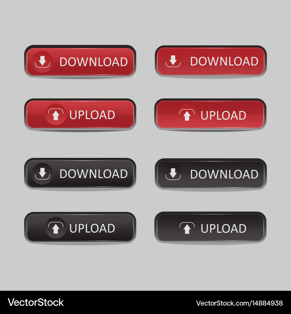 Button set download and upload vector image