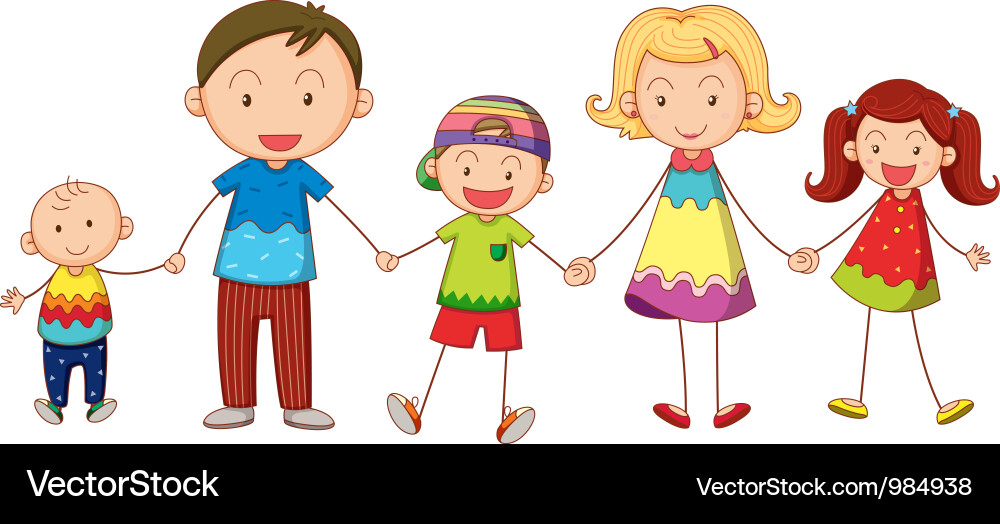Cheerful Cartoon Family Vector Image