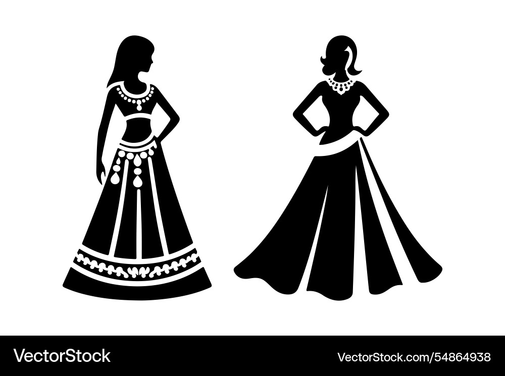 Damen lehenga silhouette ideal für Mode Damen lehenga silhouette ideal für Mode vektorbild