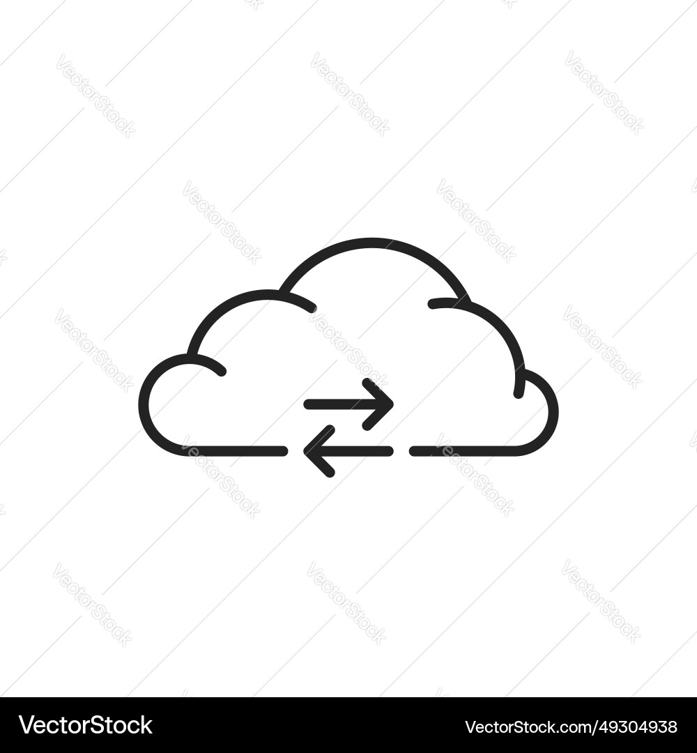 Data sync or upload like thin line cloud Data sync or upload like thin line cloud Vector Image