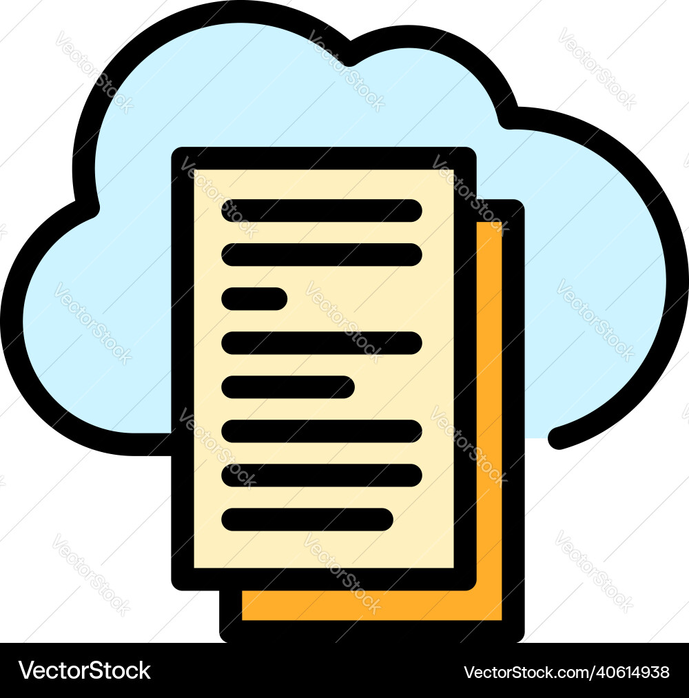 Document data cloud icon color outline Document data cloud icon color outline vector image