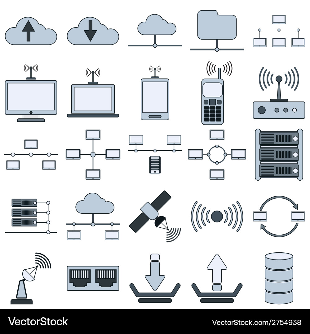 Network Icon Set Royalty Free Vector Image - VectorStock