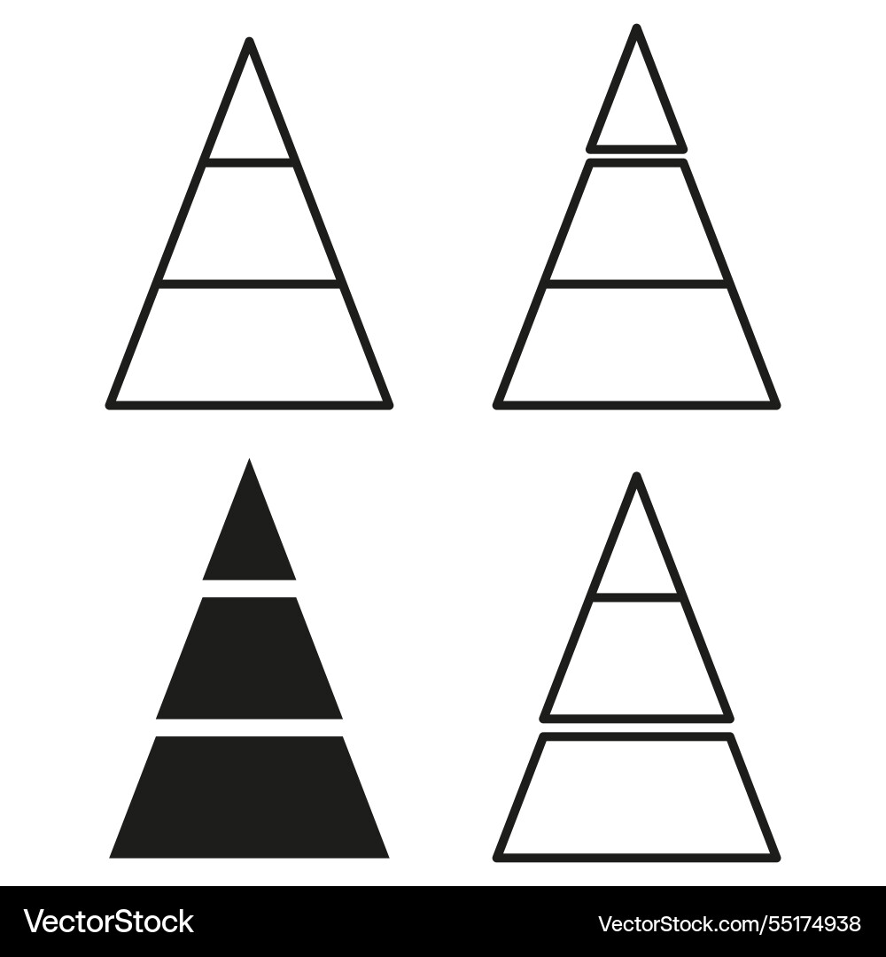 Pyramid structure icons geometric triangular Pyramid structure icons geometric triangular vector image