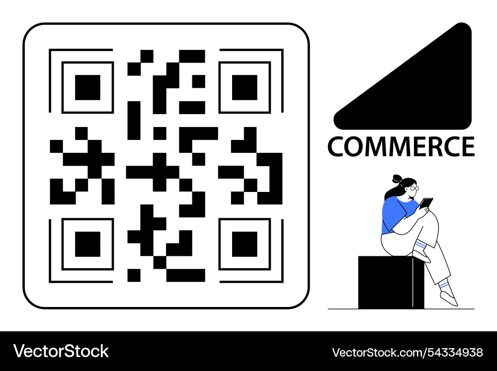 Qr code for commerce with person using tablet Qr code for commerce with person using tablet vector image