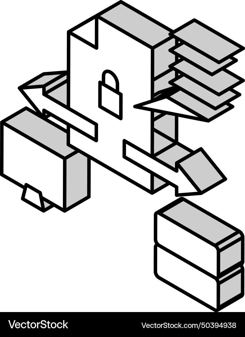 Secure file upload computer server isometric icon vector image