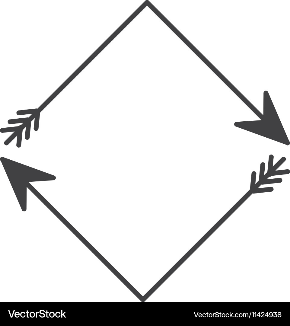 Silhouette with two arrows in shape square vector image
