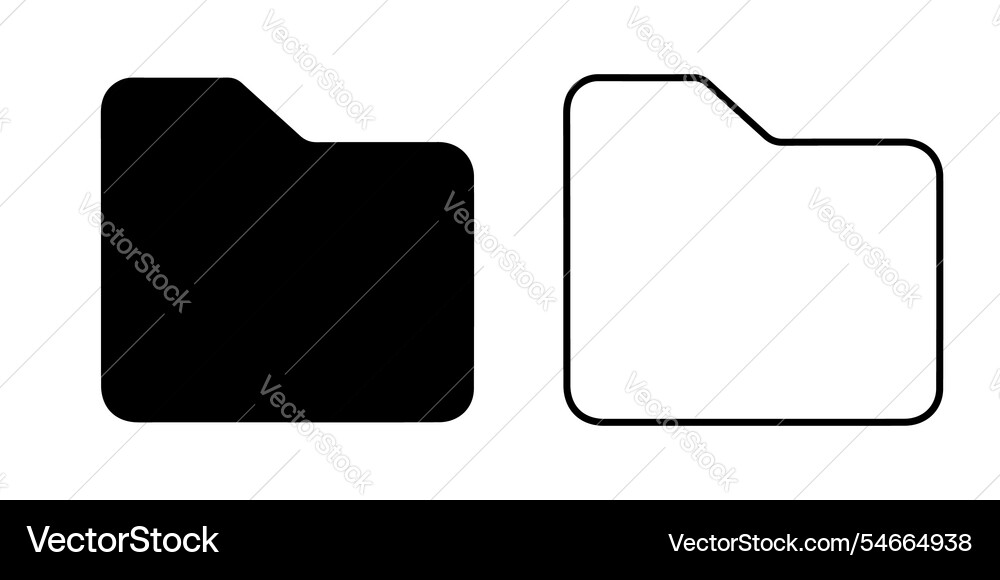 Simple folder icon set black and white Royalty Free Vector
