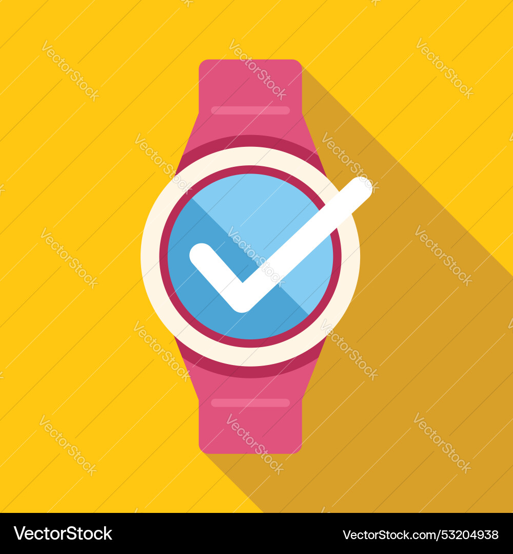 Smart watch showing check mark icon on screen Smart watch showing check mark icon on screen Vector Image