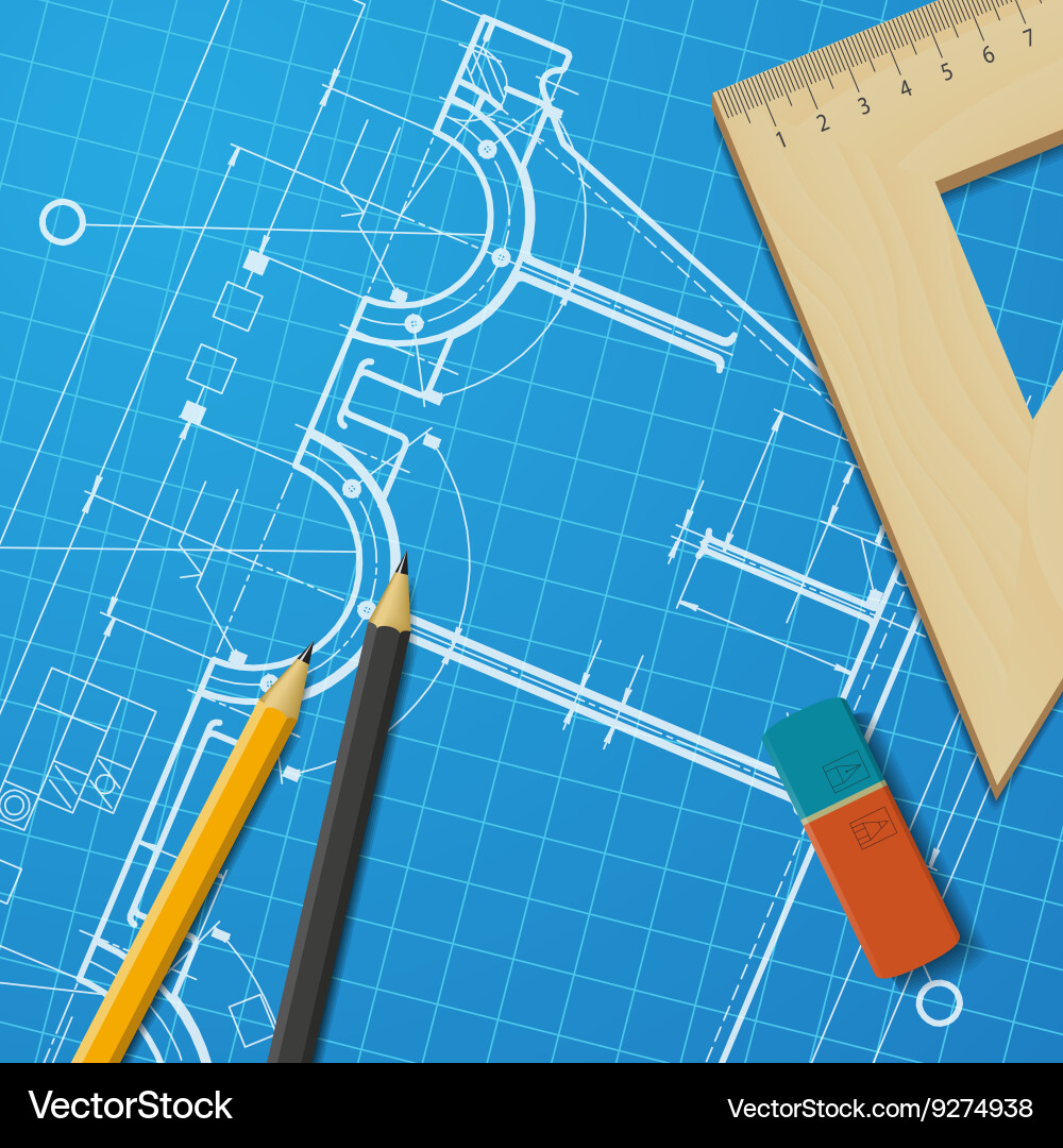 Technical blueprint of mechanism vector image